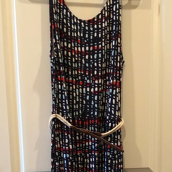 Navy, Red, White Belted Maxi Dress - Picture 7 of 12